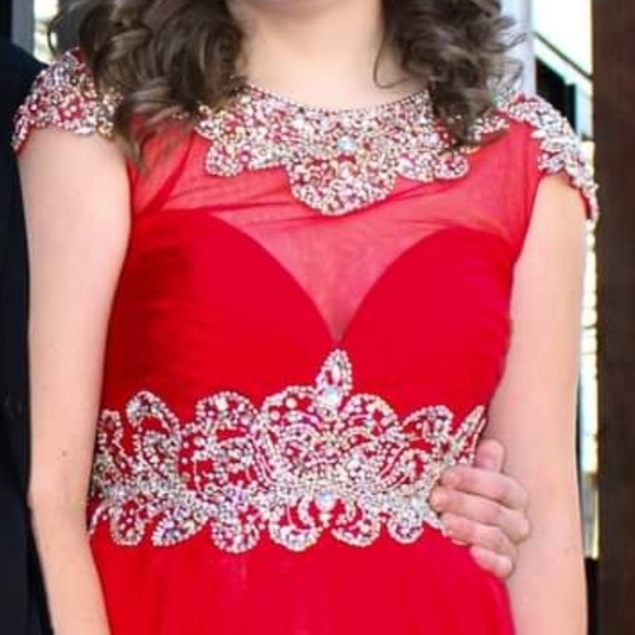 Sherri Hill Prom Dress red size 6 - Picture 5 of 7